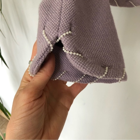 KAY UNGER Womens Light Purple Blazer Silk Wool Blend Beads Embroidered Hems Sz 4 - Picture 6 of 14